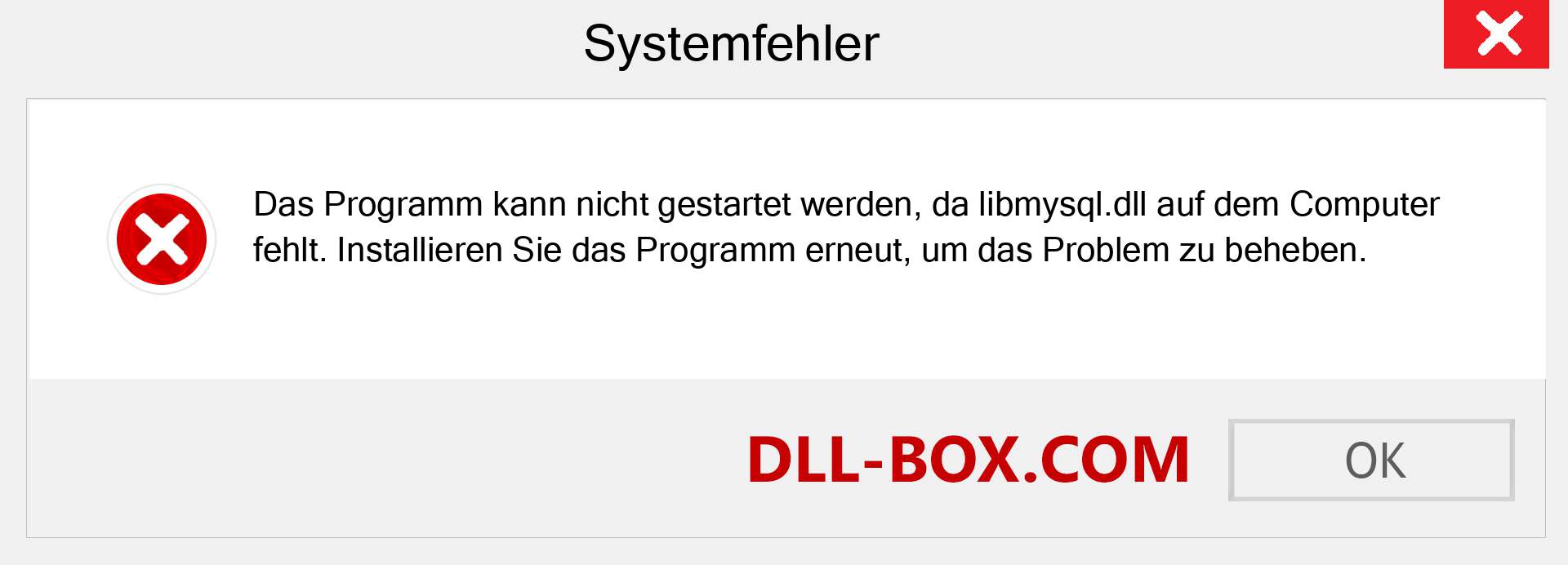 libmysql.dll-Datei fehlt?. Download für Windows 7, 8, 10 - Fix libmysql dll Missing Error unter Windows, Fotos, Bildern