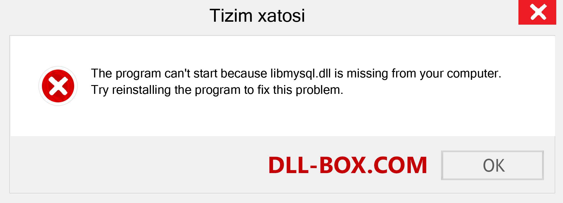 libmysql.dll fayli yo'qolganmi?. Windows 7, 8, 10 uchun yuklab olish - Windowsda libmysql dll etishmayotgan xatoni tuzating, rasmlar, rasmlar